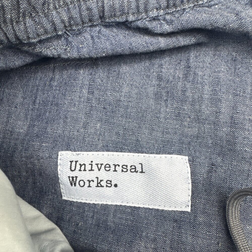 Universal Works Hi Water Indigo Chambray Crop Trouser Pant Elastic Waist Sz 32 - Picture 5 of 11